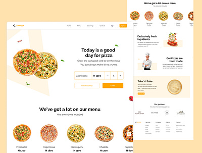 Da Pizza Landing Page branding design landing page pizza ui ux website