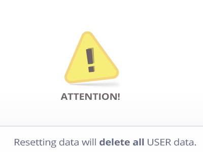Reset Data Popup