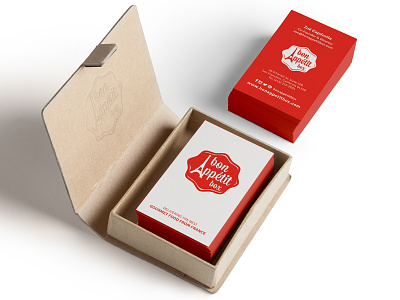Business Cards for Bon Appétit Box branding business card design business cards french red