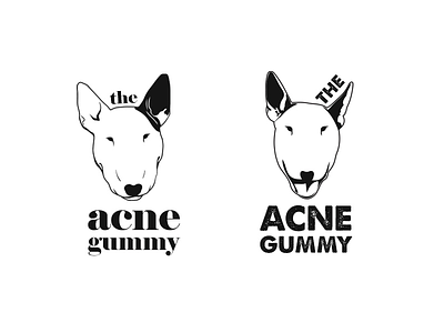 "The Acne Gummy" logo comps bull terrier dermatology dogs logo design logo design branding pop art urban design