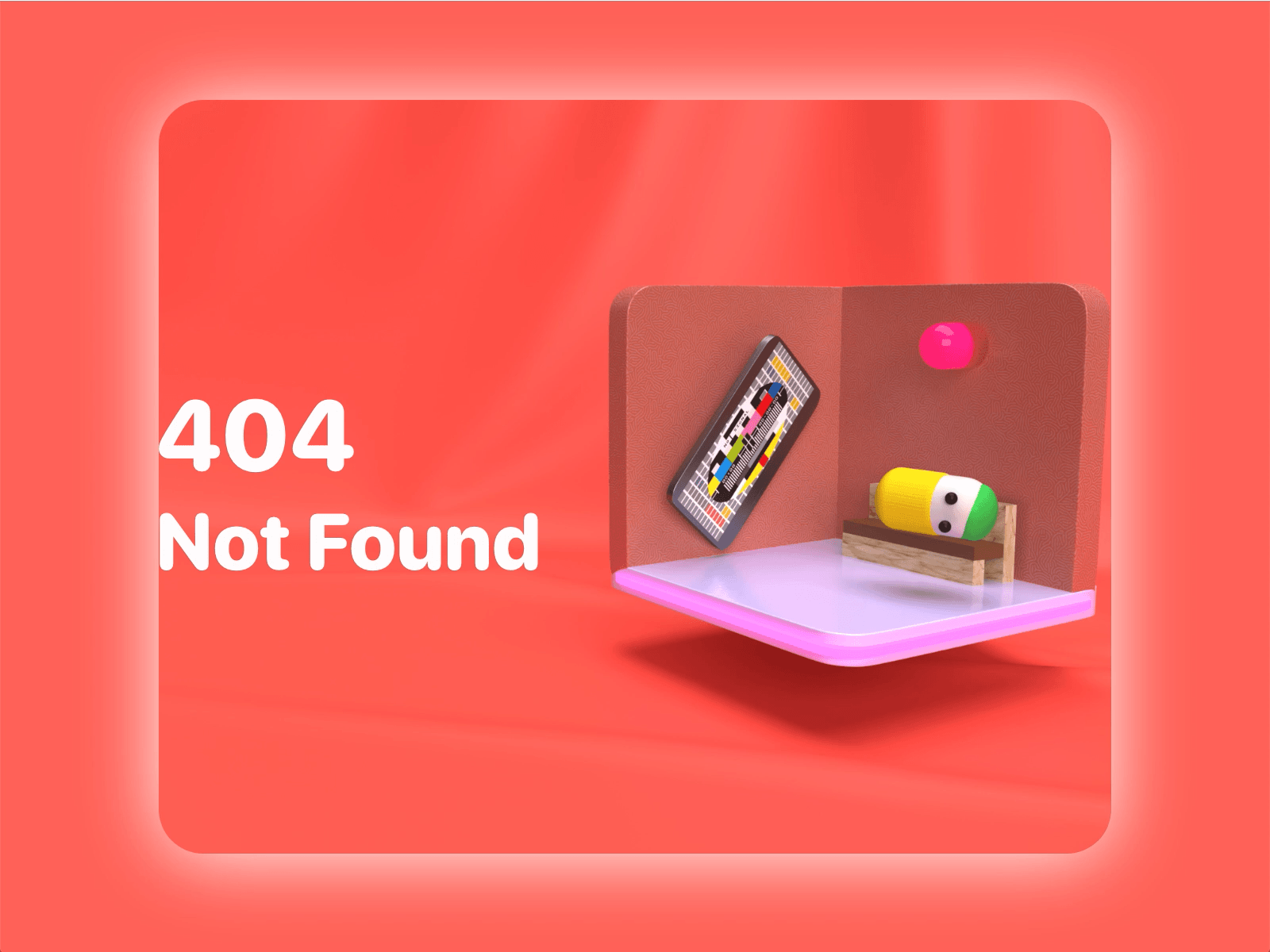 404 Not Found TV - with 1 dribbble invite 2020 3d 404 404 page alert character cute design dribbble illustration invite love notfound