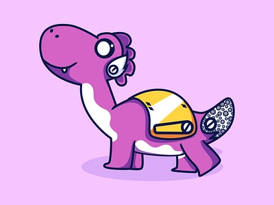 robot dinosaur cute kawaii animation apps branding design dinosaur illustration kawaii logo logomascot typography ui ux vector