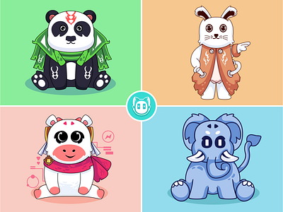 cute animals vector kawaii design