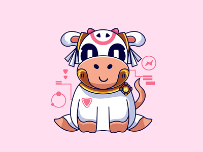 cute cow animals animation illustration