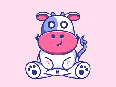 Cute Cow Animals Cartoon animation apps branding design graphic design illustration logo ui ux vector