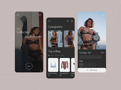Lingerie store app app design fashion mobile mobile app store ui ux web