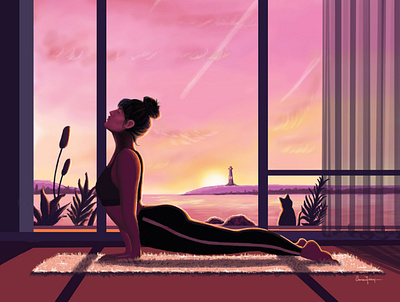 The Sixty Diamond Minutes digital art digital painting illustration self love sunset yoga