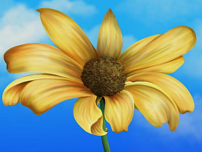 the yellow flower apple pencil colorfulness digital art digital illustration draw flower procreate realistic yellow