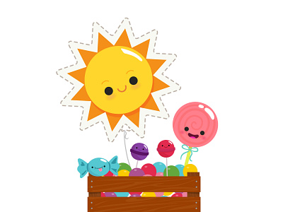 Huacalitos Sunny baloon brand color cute happy huacal illustraion kawaii logo logo design logotype stroke sun