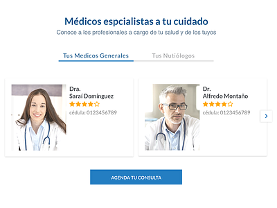 Médicos especialistas cards clean desk doctor health landing medic minimal tabs website white