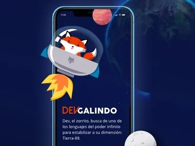 Responsive site Devgalindo design foxes illustration mobile responsive space ui web design