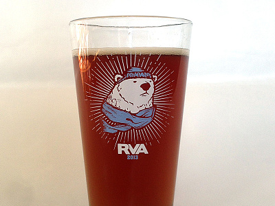 Winter 2013 RVA Pint Glass bear beer glass illustration merch pint polar rva tattoo vector winter
