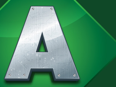 Assets Icon a asset bolt dimension green icon industrial initial letter metal silver steel texture vector