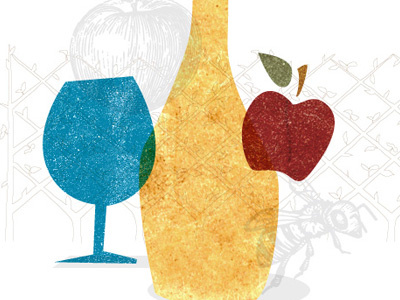 Cider Graphics apple bee cider espalier flat glass illustration texture woodcut