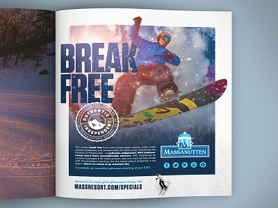 Massanutten Resort - BREAK FREE advertising layout layoutdesign print printad resort skiing snowboarding typography winter