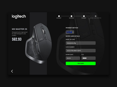 Checkout Page for Logitech #DailyUI #002 concept design logitech minimal mouse ui userinterface userinterfacedesigner ux uxui