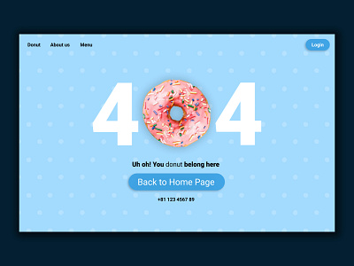 404 Page UI | DailyUI | #008 404 app design design designer donut ui uiux uiux design ux webdesign webdesigns
