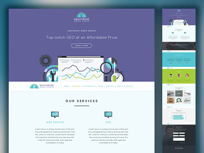 Heathrow Media Group flat design parallax website design webstie