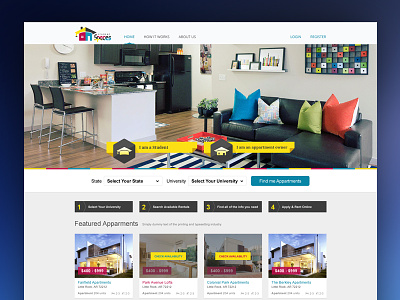 Student Spaces flat design schook website design webstie