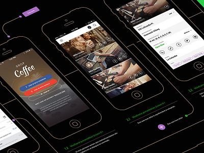 Coffee Shop Finder App Design android app coffee shop flat app mobile trip app