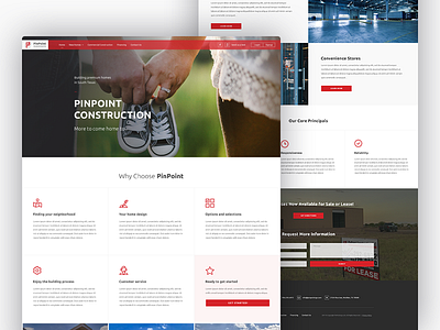 Website redesign for PinPoint Construction flat design responsive web design