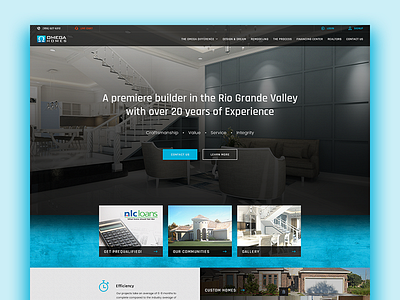 Website redesign for homes construction company. blue creative flat design responsive