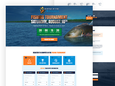 Fishing Tournament website design flat design responsive web design