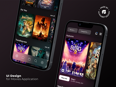 UI Design for Mobile Cinema Application brandidentity branding design interface interface design logo minimal ui ui design uiux