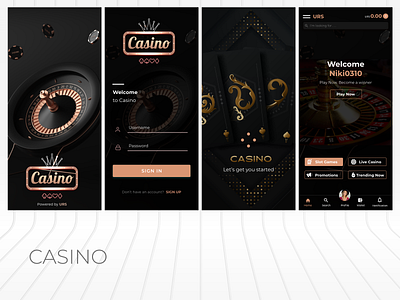 Casino Mobile App Concept app betting casino app casino design daily ui dark app dark ui design mobile app mobile app design mobile apps mobile ui typography ui vector