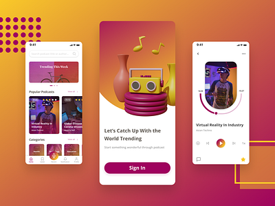 3D Exploration for Podcast Apps 3d 3d design design design exploration linear color podcast app ui ui design uiux design ux