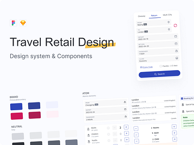 Components | Travel ✈️ airline booking components design system input kit library retail travel ui ux wireframe