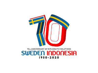 70th Anniversary Sweden-Indonesia Diplomatics Relation anniversary branding indonesia logo sweden