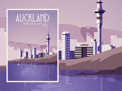 Auckland — Vintage Travel Poster art auckland city design illustration new zealand poster travel vintage