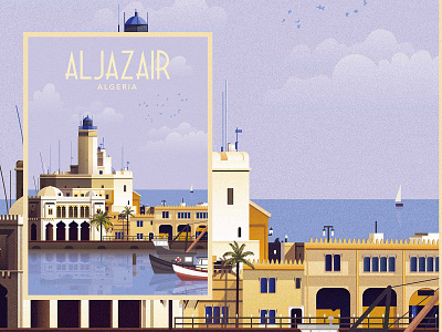 Algiers — Vintage Travel Poster africa algeria algiers amirauté art design harbor harbour illustration middle east poster travel vintage