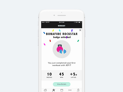 End of Workout Celebration Screen fitness ui ui design