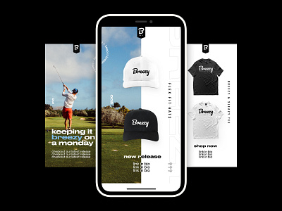 Breezy Golf Co - Social Stories app branding design golf social sports sportsdesign templates ui ui design ux design visual visual design