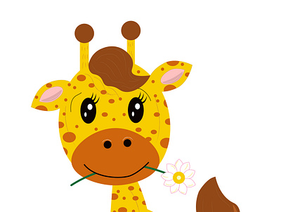 жираф с цветком artwork card вектор дизайн желтый животные жираф иллюстрация логотип мультик рисунок фон цветок