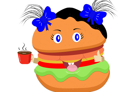 иллюстрация мультяшного бургера card бургер вектор дизайн еда иллюстрация кофе лайк логотип мультик персонаж портрет рисунок фон