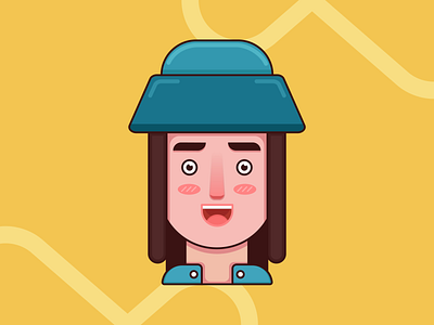 Flat Design Woman with a hat dribbbel