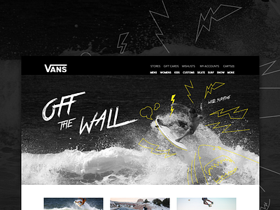 Vans Surf HEADER Redesign Concept black header lineart minimalist redesign surf vans web website