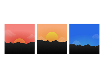 Three Different Sunset app apple colorful concept flat illustration ios sunset website wip