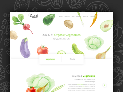 Veggies Vegetable Website Concept color flat food fruit pastel simple vegetable watercolor website