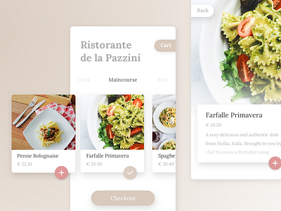Italian Restaurant mobile app UI app clean flat food ios mobile simple ui ux wip