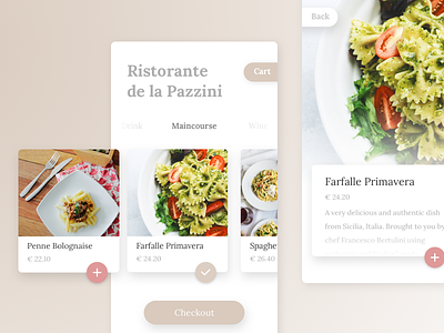 Italian Restaurant mobile app UI