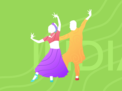 Indian Dance Silhouette dance flat green illustration india photoshop simple sketch