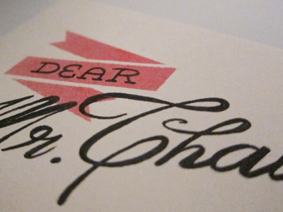 Dearest c dear grover hand drawn letter pink ribbon salmon traditional type typography
