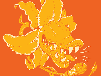 Karaoke flower illustration karaoke lily little shop of horrors mic plant screenprint seymour sing