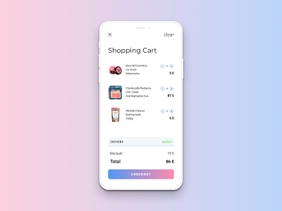 Daily UI #058 - Shopping Cart app clean ui dailyui design flat gradient minimal shopping cart ui ux