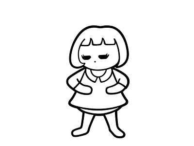 Mini Me black and white cute girl girl character illustration tantrum vector