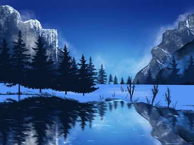 Icy Winter Scene design illustration